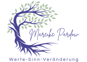 Logo von Mareike Pardow Coaching. Ein Baum, zwischen der Krone und der Wurzel steht in geschwungener Schrift der Name Mareike Pardow. Unter dem Baum steht das Motte "Werte - Sinn - Veränderung"